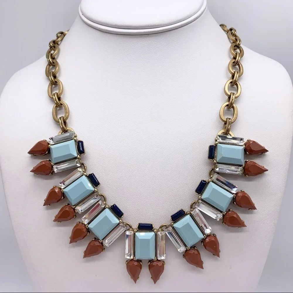 J. Crew Blue & Brown Jeweled Necklace